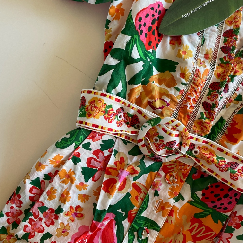 FARM Rio White Floral Cotton Romper with Pink, Orange & Green Florals - Picture 5 of 13